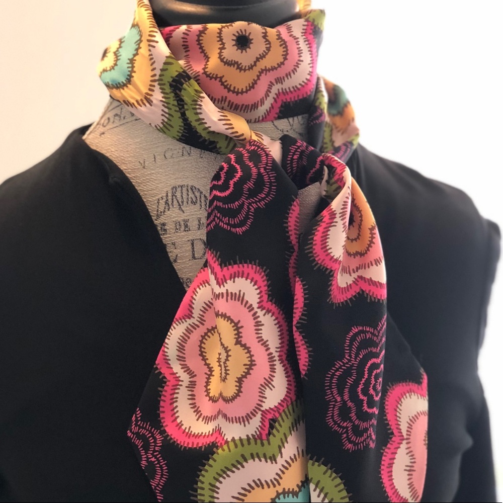 Black Floral Scarf